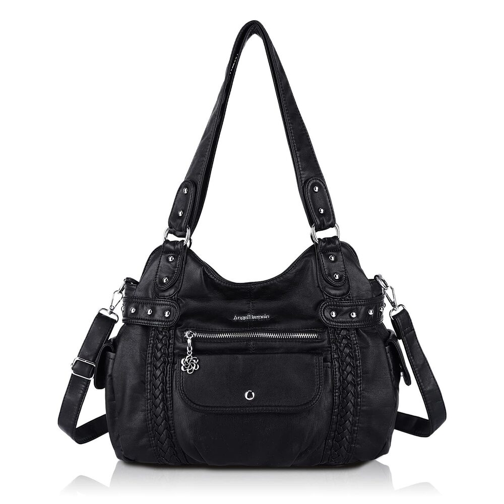 2547 Large Purses Soft PU Leather Hobo Bag Shoulder Bag Black
